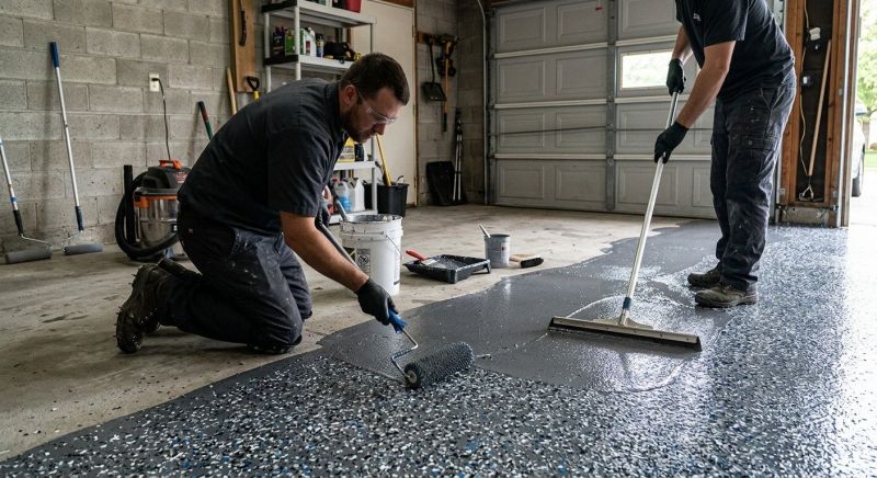 Speckled Garage Floor Painting in Charlotte, NC