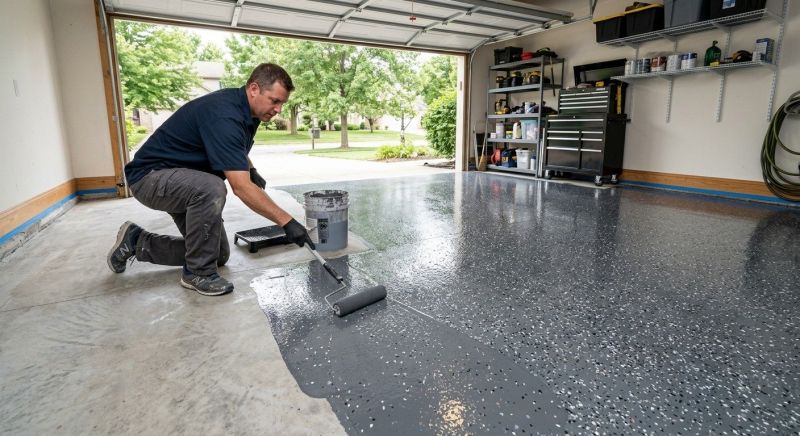 Speckled Garage Floor Painting in Charlotte, NC
